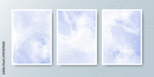 Set of cards with bright colorful vector watercolor background. Design for your date, postcard