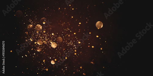 Golden abstract bokeh on black background. Holiday concept