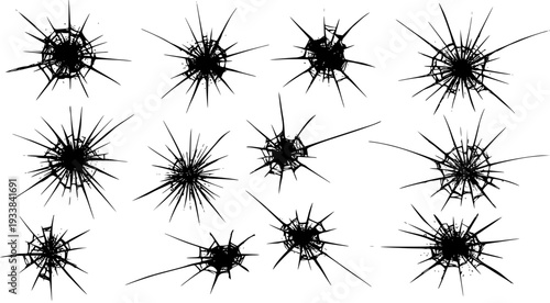 Broken Glass Effect Vector: Damaged Surface with Cracks  Shattered Texture