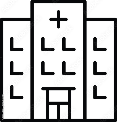 Hospital building line icon vector illustration, medical center healthcare facility outline design isolated on white background