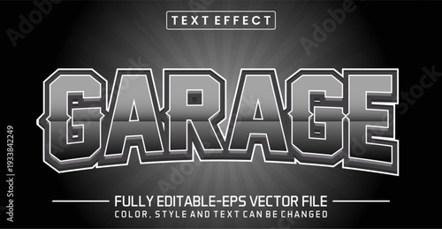 Garage Metallic Chrome Industrial Editable Text Effect EPS Vector