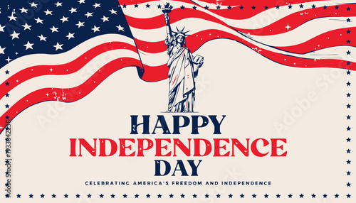 Vibrant 4th of July celebration with Statue of Liberty and American flag