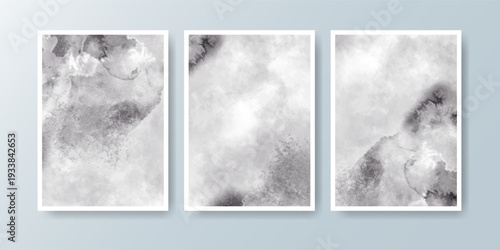 Set of cards with bright colorful vector watercolor background. Design for your date, postcard