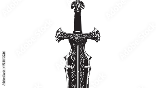 Intricately Designed Ornamental Dagger with Elaborate Metalwork and Blade Motifs.