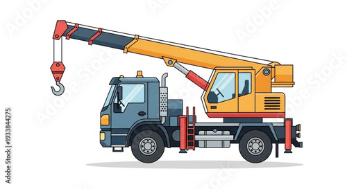 Crane Truck Illustration on White.