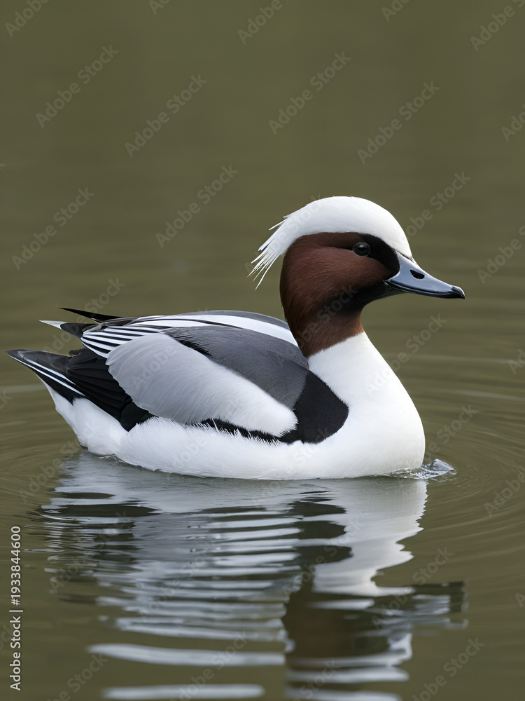 Fototapeta premium Smew - Mergellus albellus on Danube river, Slovakia