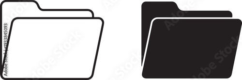 Black and white folder side by side representing file storage also transparent background computer
