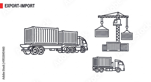 Container Truck and Crane Loading Shipping Containers for Export Import Logistics.