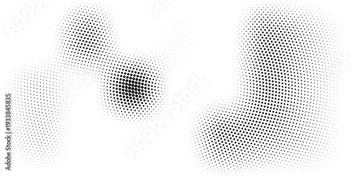 Bold monochrome halftone background of black circular dots forming a radial gradient, centered text FUTURISTIC HALFTONE, modern abstract design with high contrast for digital, data, soundwave visual