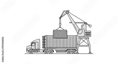 Container Truck Loading Crane Shipping Logistics.