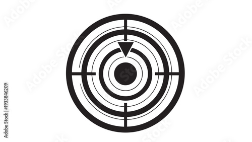 Abstract bullseye target symbol with concentric circles and crosshair.