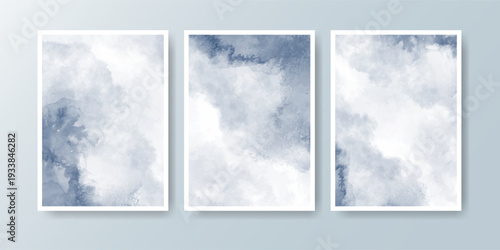 Set of cards with bright colorful vector watercolor background. Design for your date, postcard