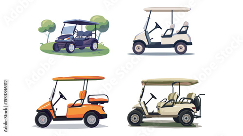 Golf buggy vector illustration with clean shapes, minimalist golf cart design
