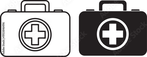 Black and white first aid kits with cross symbols also transparent background medical kit black first aid kit 1