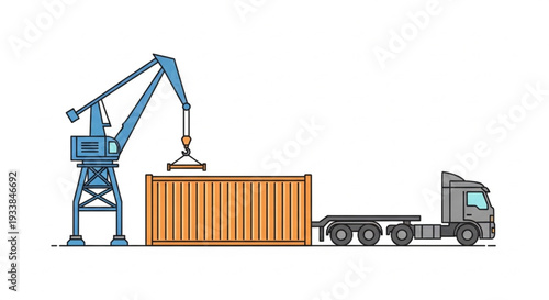 Crane Lifting Container onto Truck.