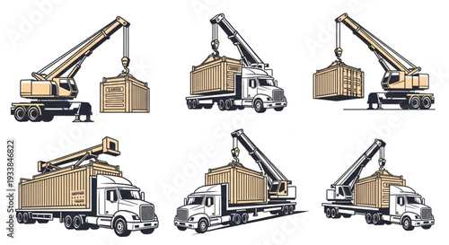 Crane Loading Shipping Container onto Truck.