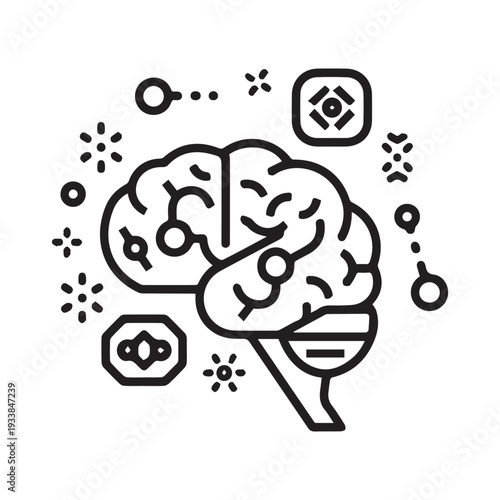 Artificial Intelligence Brain Icon – Neural Network Technology Symbol