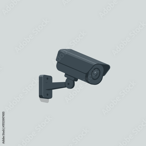 Security camera mounted on a wall, overseeing an urban area with minimalistic design