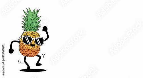 Dancing pineapple cartoon with cool sunglasses moving to music. This animated dancing pineapple shows cheerful summer vibes and tropical energy.