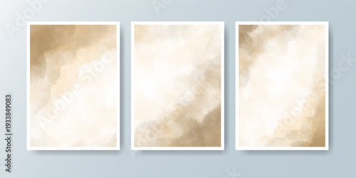 Set of cards with bright colorful vector watercolor background. Design for your date, postcard