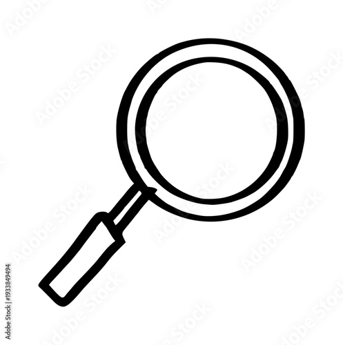 magnifying glass doodle, hand drawn glass loupe icon for search, discovery, investigation, research, or exploration concept