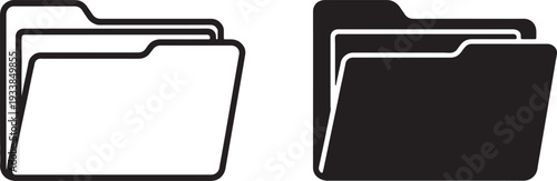 Two overlapping folder one in white and one in black also transparent background files