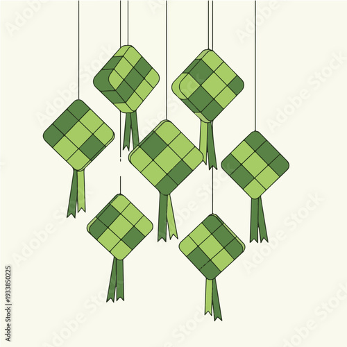Green Plaid Hanging Decorative Objects.