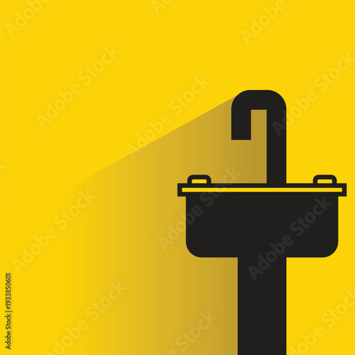 basin sink icon with shadow yellow background