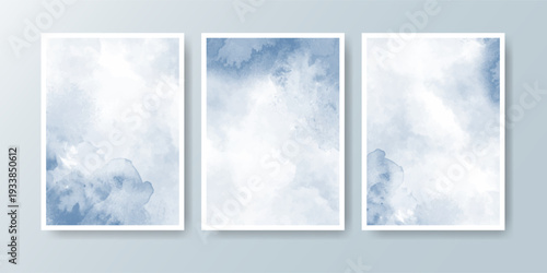 Set of cards with bright colorful vector watercolor background. Design for your date, postcard