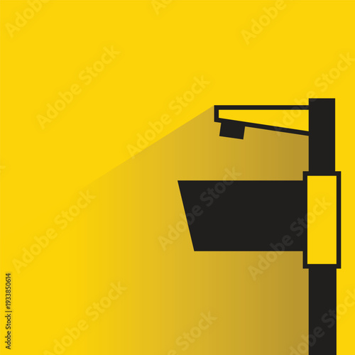 basin sink icon with shadow yellow background