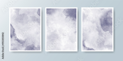 Set of cards with bright colorful vector watercolor background. Design for your date, postcard