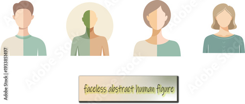 Faceless Abstract Human Characters Set Minimal Flat Vector Avatars