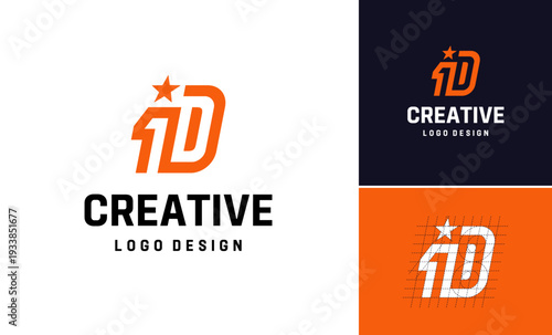 Run sports first achievement logo design with combined competition stylish minimalist letter D vector logo design concept