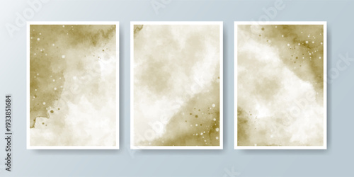 Set of cards with bright colorful vector watercolor background. Design for your date, postcard