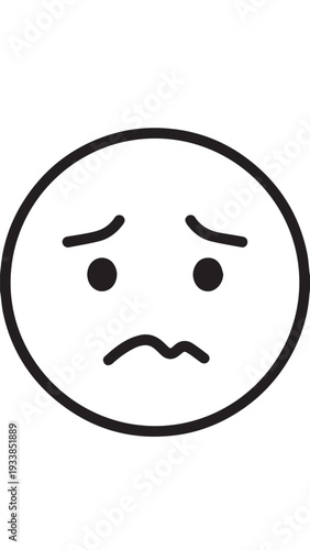 Sad emoticon face with worried expression in a simple round design.