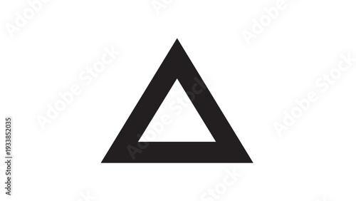 Minimal black triangle outline symbol isolated on white background.