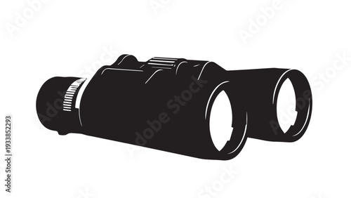 Pair of black binoculars for outdoor viewing and nature exploration.