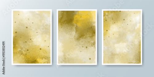 Set of cards with bright colorful vector watercolor background. Design for your date, postcard