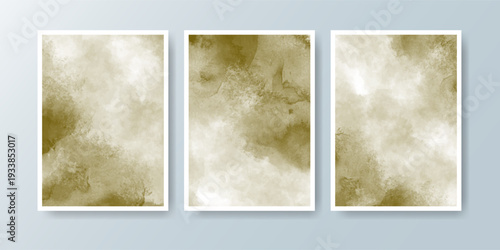 Set of cards with bright colorful vector watercolor background. Design for your date, postcard