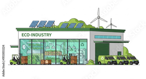 Eco Friendly Industrial Building with Renewable Energy.