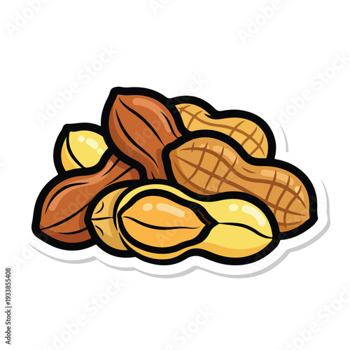 A collection of peanuts in various stages of opening from a top-down viewpoint