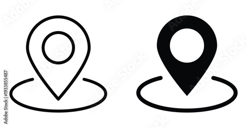 Free Download Black and White Location Pin Icons in Simple Flat Design Style - GFXLoad