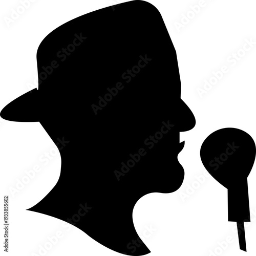 Detective Icon with hat, Sherlock Style Silhouette, Mystery Investigation Symbols, Anonymous invisible character Crime Scene Clues, Forensic Evidence, Private Investigator Logo for Web App Design