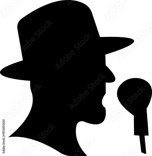 Detective Icon with hat, Sherlock Style Silhouette, Mystery Investigation Symbols, Anonymous invisible character Crime Scene Clues, Forensic Evidence, Private Investigator Logo for Web App Design