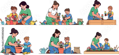 Family Hug Illustration Isolated Transparent Background Flat 2D Vector