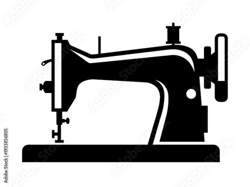 Sewing machine silhouette on a transparent background