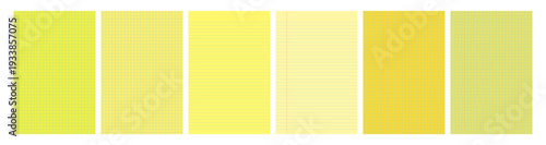 Set of yellow legal pad pages with lined or grid designs