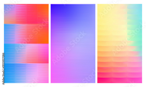Set of ribbed glass texture backgrounds