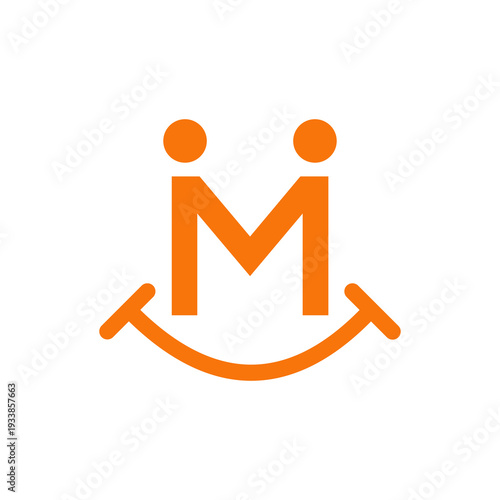 Mentoring letter M smile logo icon isolated on white background