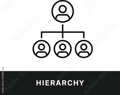 Hierarchy organizational structure line icon vector illustration, business management team chart outline isolated on white background